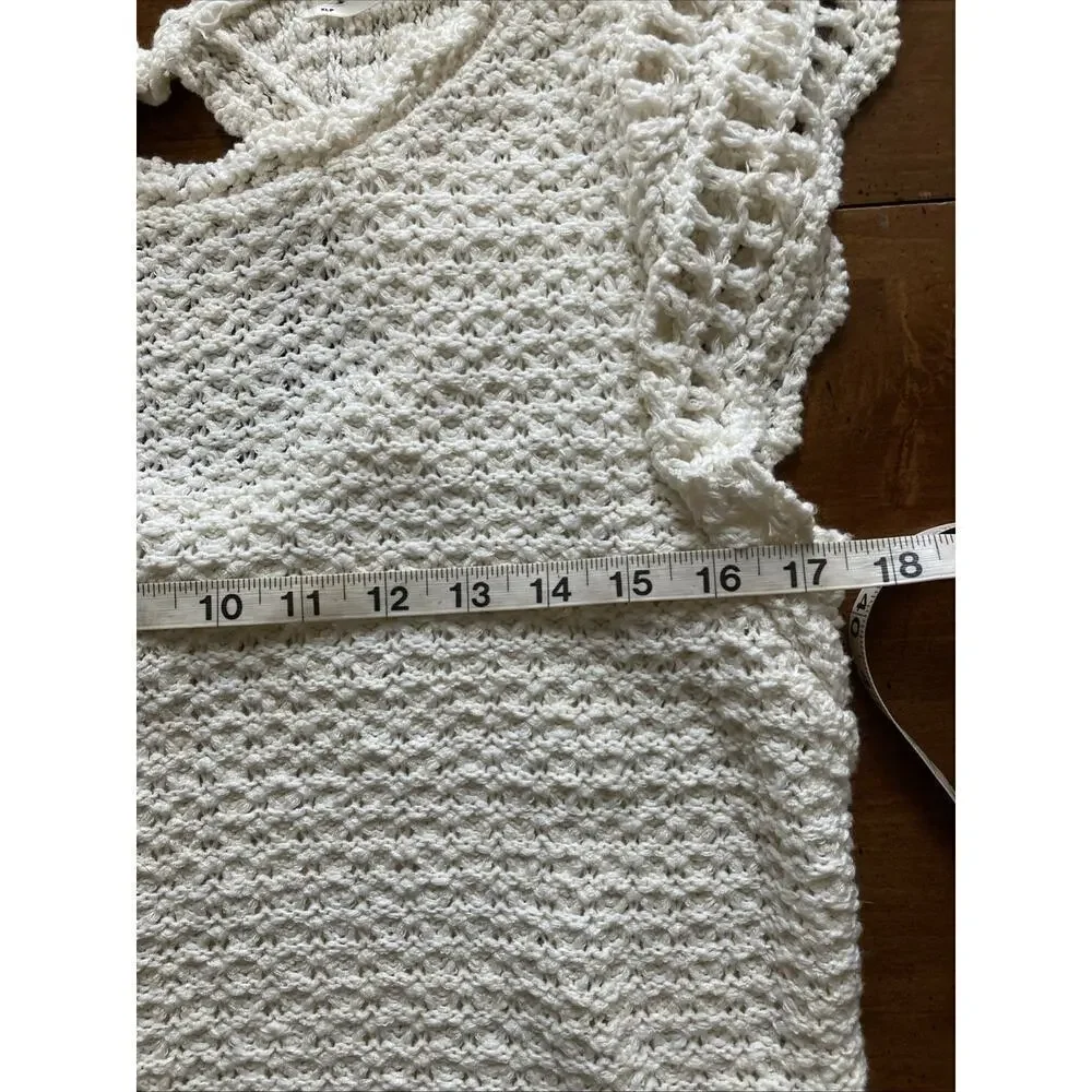 By Anthropologie Crochet Ruffle Top Shirt Sz XLP New Cream Boho Cottage $118‎
